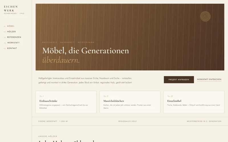 EICHENWERK: Website Designstudie für Schreinerei