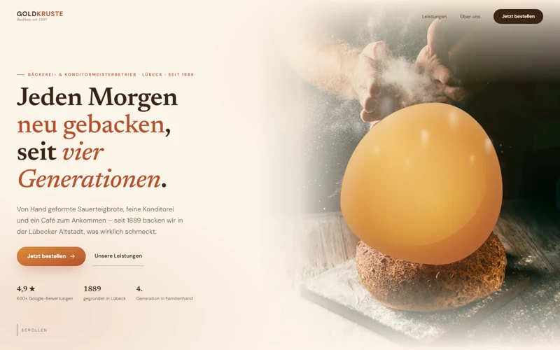GOLDKRUSTE: Website Designstudie für Bäckerei