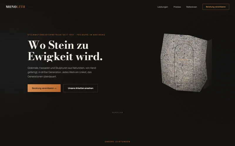 MONOLITH: Website Designstudie für Steinmetz